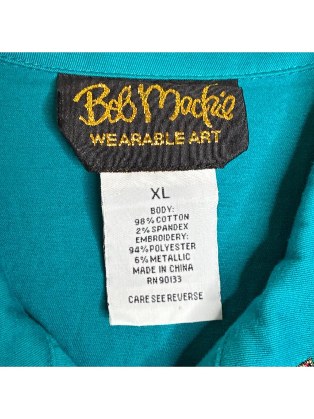 Bob Mackie Wearable Art Teal Embroidered Jacket Western Style XL - Picture 7 of 9